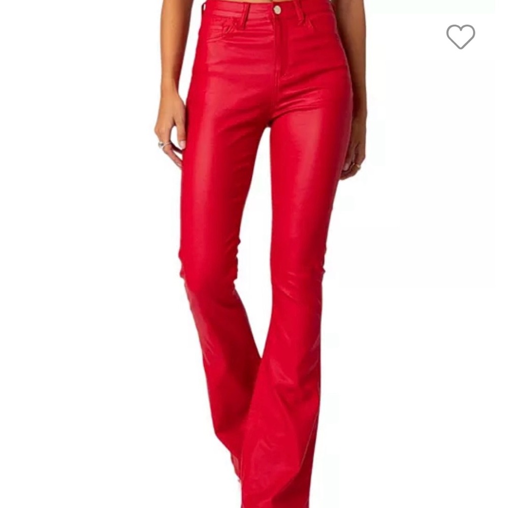 Edikted red leather pants